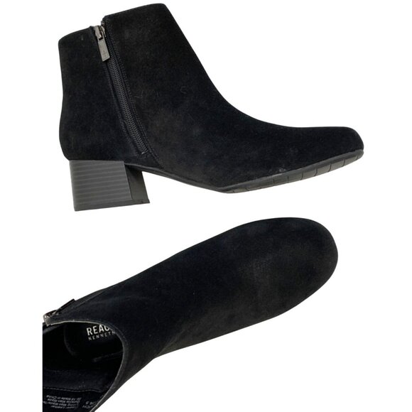Kenneth Cole Reaction Womens Ankle Boots Size 10 Black Suede Block Heel Zip EUC - Picture 10 of 14